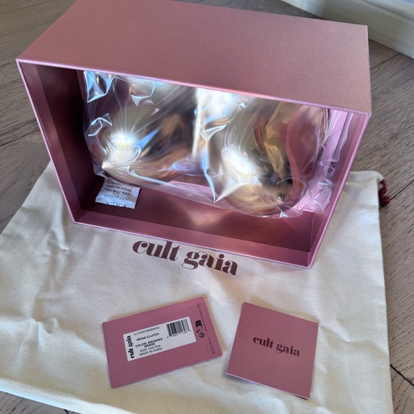NEW CULT GAIA  REINA CLUTCH $898 BRUSHED BRASS BUST - Picture 5 of 9